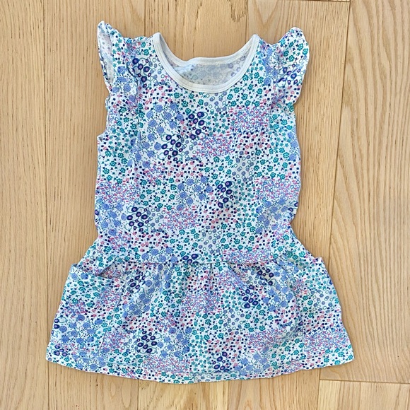 Tea Collection Other - Tea Collection Ruffle Sleeve Drop Waist Blue Floral Dress with Pockets Size 2T